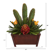 Load image into Gallery viewer, 18&quot; Mixed Cactus Succulent Artificial Plant in Planter
