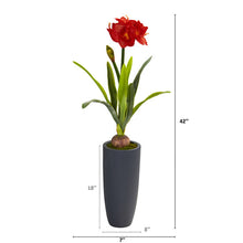 Load image into Gallery viewer, 3.5&#39; Amaryllis Artificial Plant in Gray Planter
