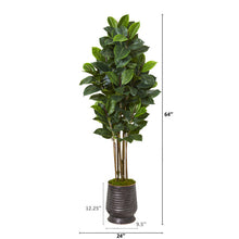 Load image into Gallery viewer, 64&quot; Rubber Leaf Artificial Tree in Ribbed Metal Planter
