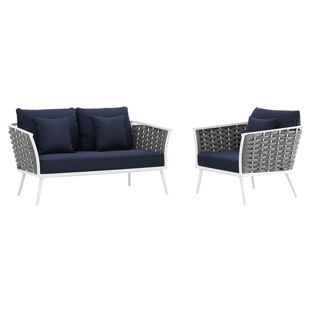 Stance 2 Piece Outdoor Patio Aluminum Sectional Sofa Set by Modway