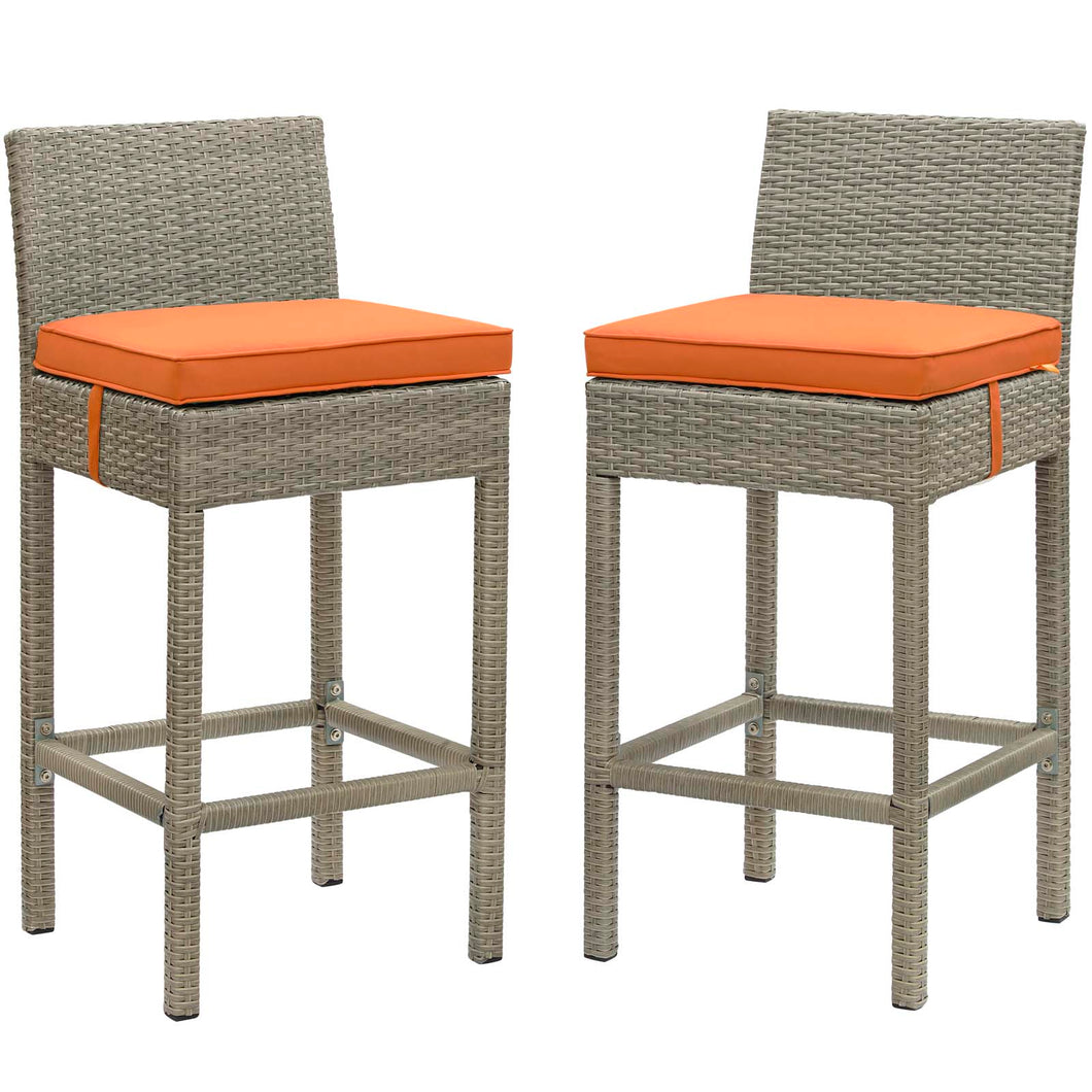 Conduit Outdoor Patio Wicker Rattan Bar Stool Set of 2 by Modway