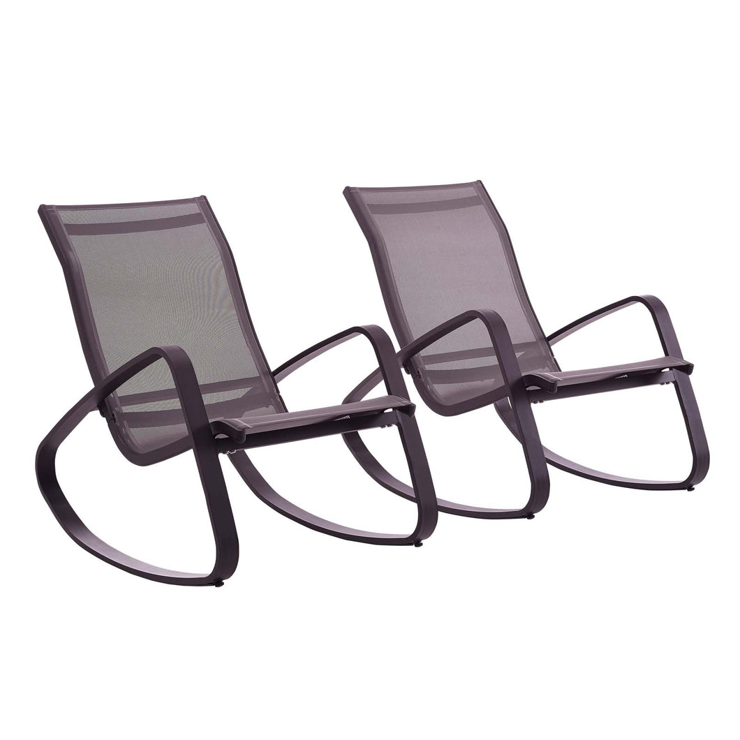 Traveler Outdoor Patio Mesh Sling Rocking Lounge Chair Set of 2 by Modway