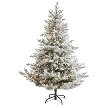 Load image into Gallery viewer, 6&#39; Flocked Fraser Fir Artificial Christmas Tree with 500 Warm White Lights
