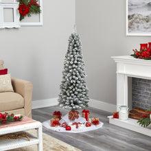 Load image into Gallery viewer, 5&#39; Flocked Pencil Artificial Christmas Tree w/ 200 Clear Lights &amp; 318 Bendable
