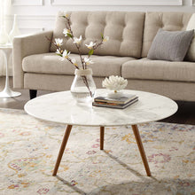 Load image into Gallery viewer, Lippa 36&quot; Round Faux Marble Coffee Table with Tripod Base by Modway
