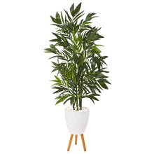 Load image into Gallery viewer, 53&quot; Bamboo Palm Artificial Tree in White Planter with Stand
