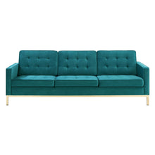 Load image into Gallery viewer, Loft Gold Stainless Steel Leg Performance Velvet Sofa by Modway
