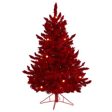 Load image into Gallery viewer, 4&#39; Red Flocked Fraser Fir Artificial Christmas Tree
