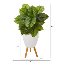 Load image into Gallery viewer, 37&quot; Large Philodendron Artificial Plant in White Planter with Stand
