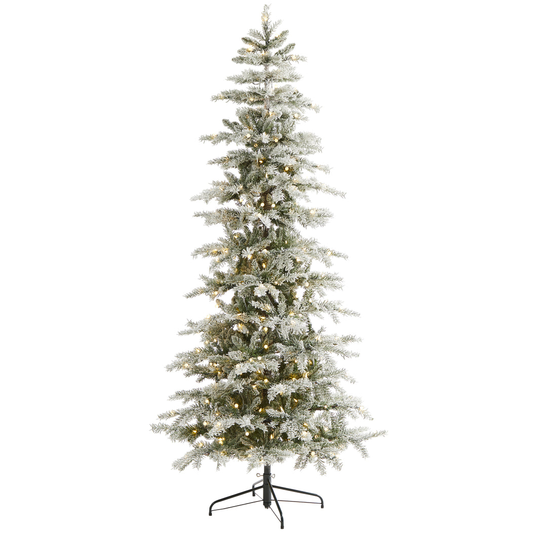 7.5' Slim Flocked Nova Scotia Spruce Artificial Christmas Tree