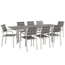Load image into Gallery viewer, Shore 9 Piece Outdoor Patio Aluminum Dining Set by Modway
