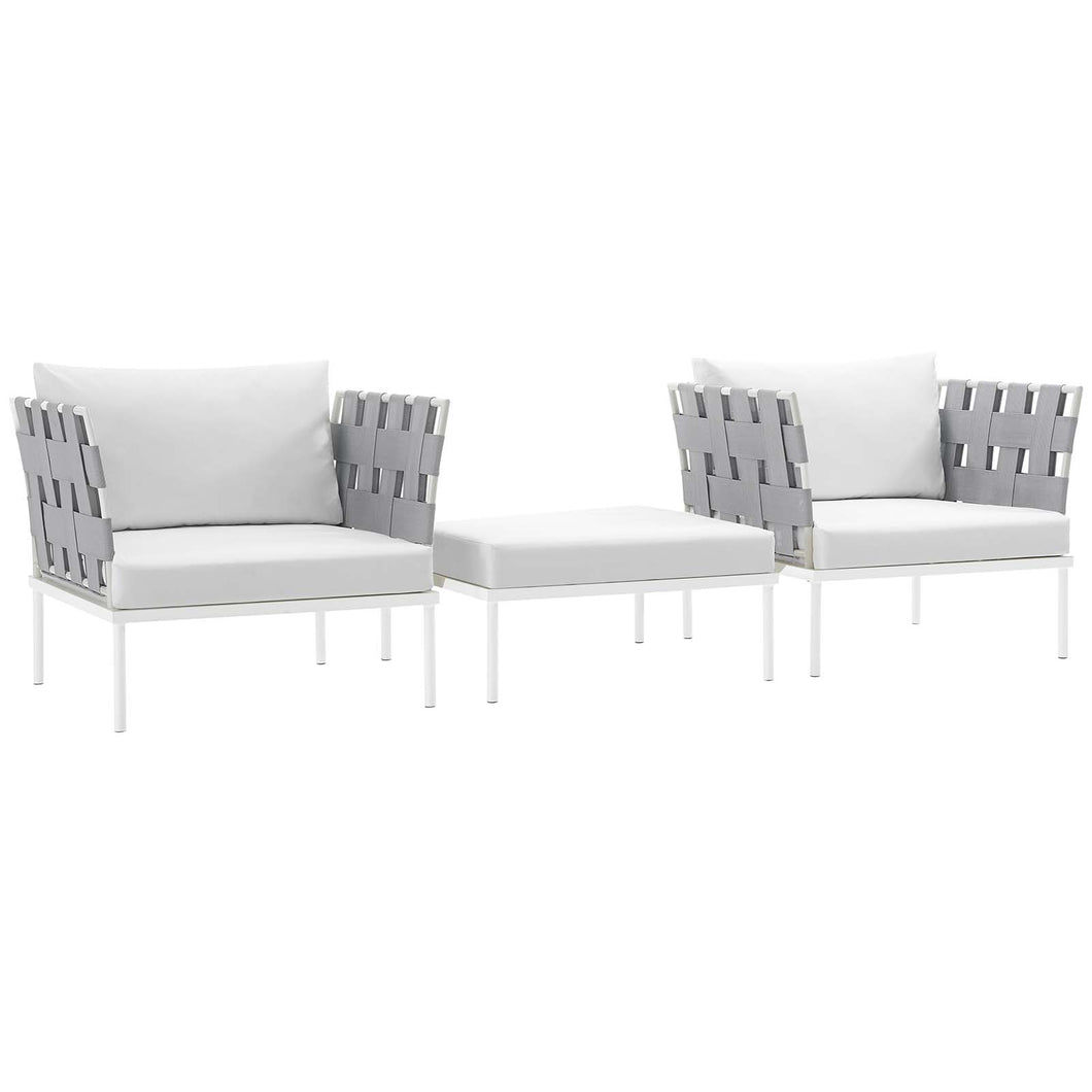 Harmony 3 Piece Outdoor Patio Aluminum Sectional Sofa Set by Modway