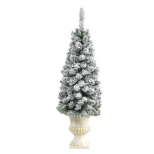 Load image into Gallery viewer, 3' Flocked Pencil Artificial Christmas Tree w/ 50 Clear Lights &amp; 132 Bendable

