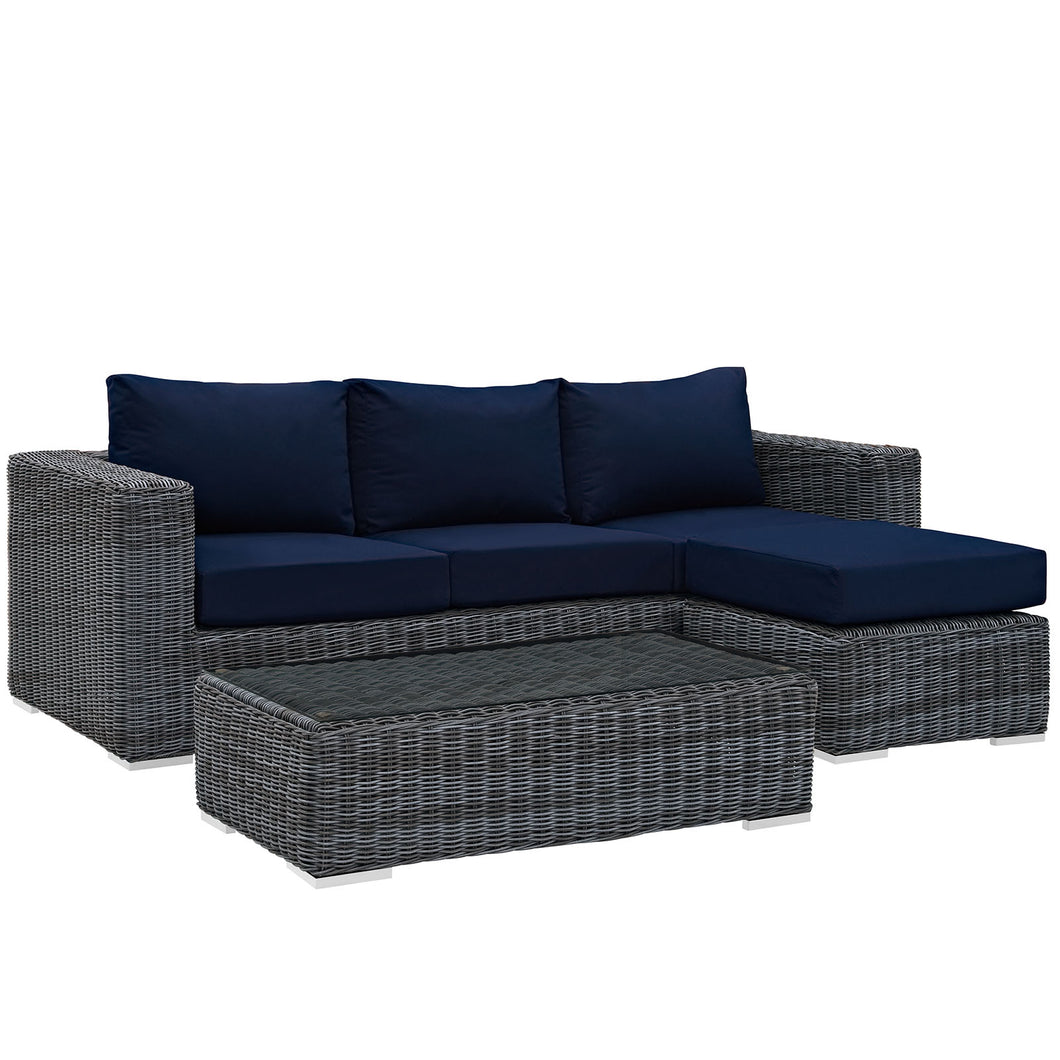 Summon 3 Piece Outdoor Patio Sunbrella¨ Sectional Set by Modway