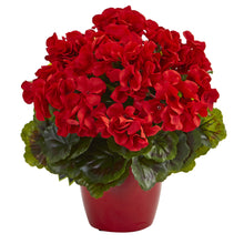 Load image into Gallery viewer, Geranium Artificial Plant In Ceramic Vase Uv Resistant Indoor/Outdoor (Set Of 2)
