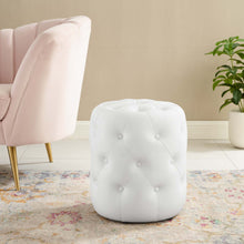 Load image into Gallery viewer, Amour Tufted Button Round Faux Leather Ottoman by Modway
