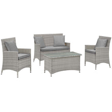 Load image into Gallery viewer, Bridge 4 Piece Outdoor Patio Patio Conversation Set with Pillow Set by Modway
