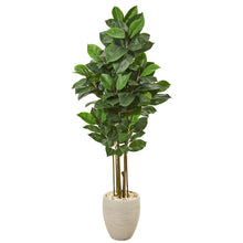 Load image into Gallery viewer, 65" Rubber Leaf Artificial Tree in Sand Colored Planter
