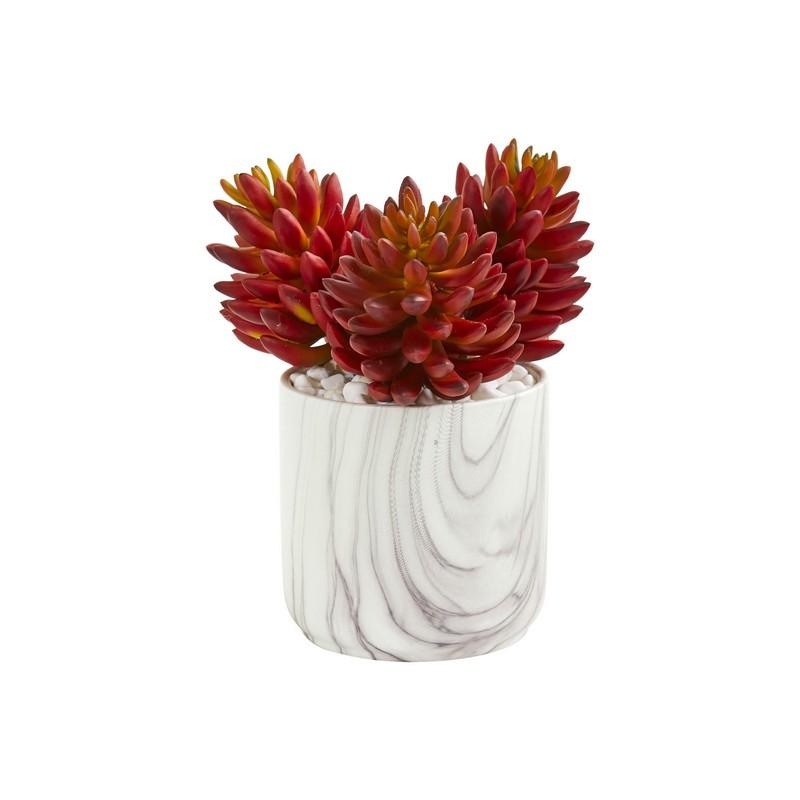 10' Succulent Artificial Plant in Marble Finish Vase