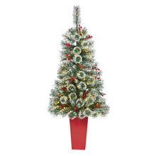 Load image into Gallery viewer, 52' Frosted Swiss Pine Artificial Christmas Tree w/ 100 Clear LED Lights
