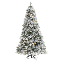 Load image into Gallery viewer, 6&#39; Flocked Vermont Mixed Pine Artificial Christmas Tree w/300 Clear LEDs Lights
