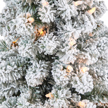 Load image into Gallery viewer, 4.5' Flocked Pencil Artificial Christmas Tree w/ 100 Clear Lights &amp; 216 Bendable
