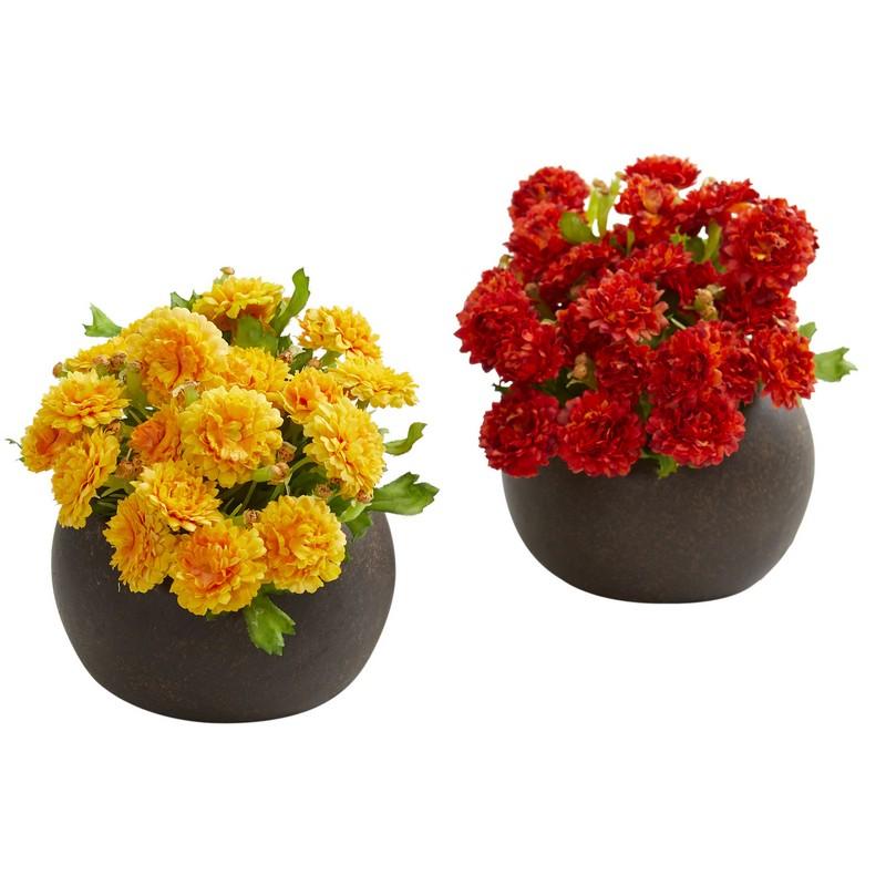 Japanese Artificial Arrangement in Brown Planter (Set of 2)