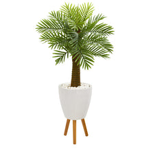 Load image into Gallery viewer, 48&quot; Robellini Palm Artificial Tree in White Planter with Stand
