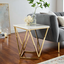 Load image into Gallery viewer, Vertex Gold Metal Stainless Steel End Table by Modway
