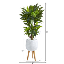 Load image into Gallery viewer, 46&quot; Corn Stalk Dracaena Artificial Plant in White Planter with Stand
