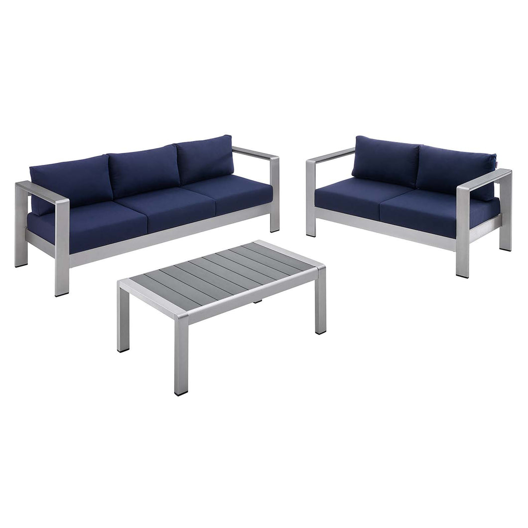 Shore 3 Piece Sunbrella¨ Fabric Outdoor Patio Aluminum Set by Modway