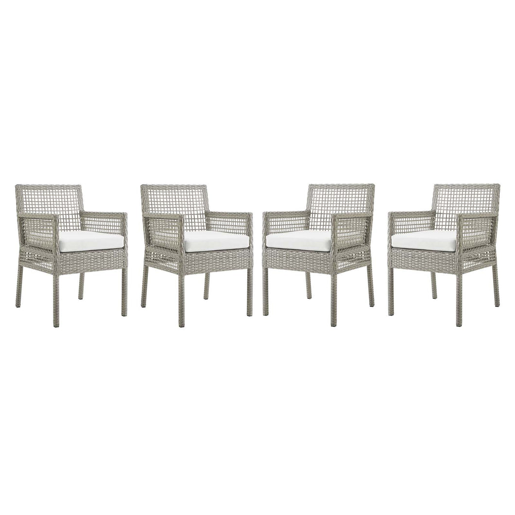 Aura Outdoor Patio Wicker Rattan Dining Armchair Set of 4 by Modway