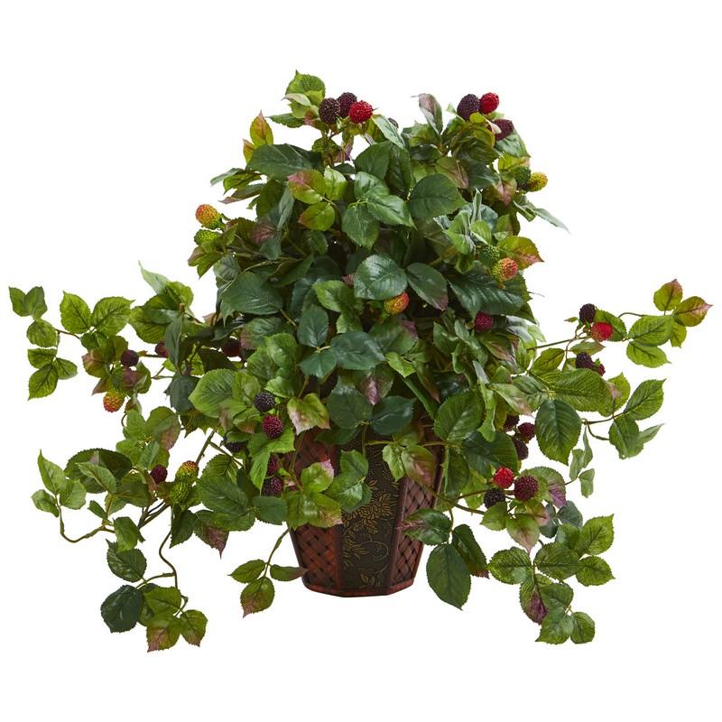 Raspberry Artificial Plant in Decorative Planter
