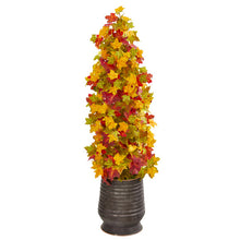 Load image into Gallery viewer, 43&quot; Autumn Maple Artificial Tree in Ribbed Metal Planter
