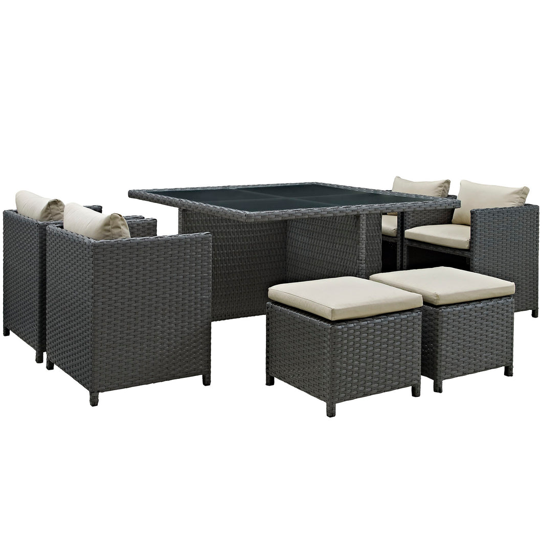 Sojourn 9 Piece Outdoor Patio Sunbrella¨ Dining Set by Modway