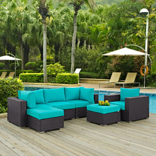 Load image into Gallery viewer, Convene 6 Piece Sectional Set in Espresso Turquoise
