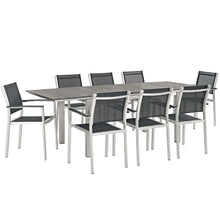 Load image into Gallery viewer, Shore 9 Piece Outdoor Patio Aluminum Dining Set by Modway
