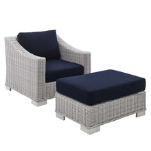 Load image into Gallery viewer, Conway 2-Piece Sunbrella¨ Outdoor Patio Wicker Rattan Armchair and Ottoman Set by Modway
