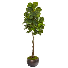Load image into Gallery viewer, 66&quot;  Fiddle Leaf Artificial Tree in Metal Bowl (Real Touch)
