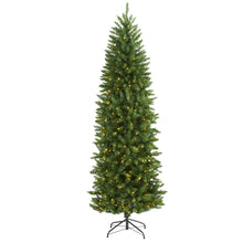Load image into Gallery viewer, 6.5&#39; Slim Green Mountain Pine Artificial Christmas Tree w/ 300 Clear LED Lights
