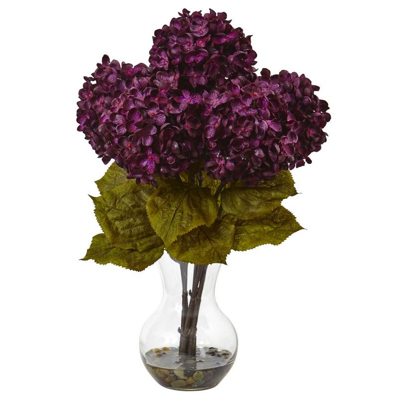 Hydrangea with Vase Silk Flower Arrangement