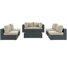 Load image into Gallery viewer, Sojourn 7 Piece Outdoor Patio Sunbrella¨ Sectional Set by Modway

