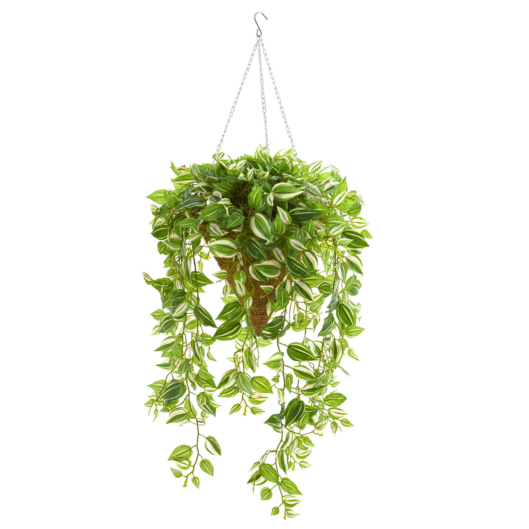 48' Wandering Jew Artificial Plant in Hanging Basket (Real Touch)