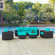 Load image into Gallery viewer, Convene 7 Piece Sectional Set in Espresso Turquoise
