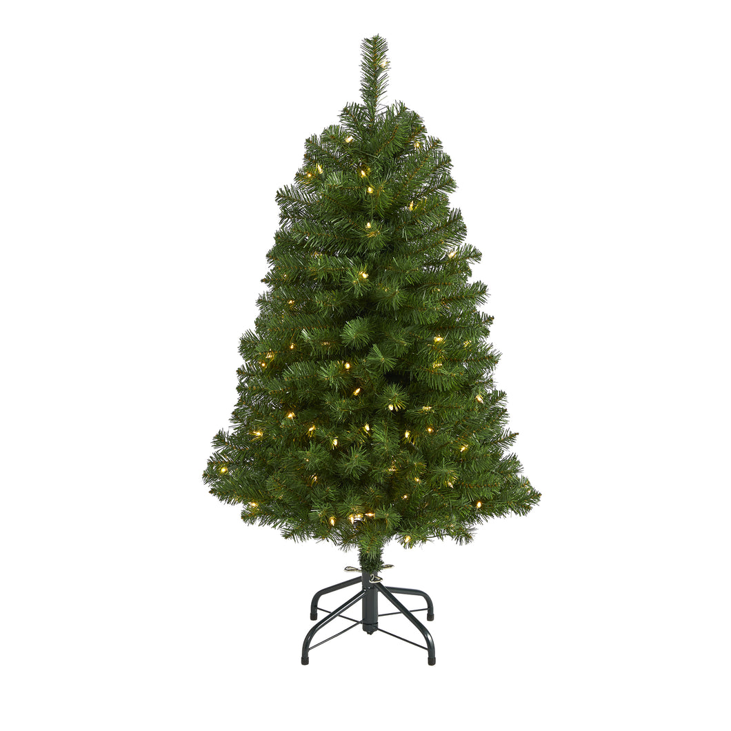 4' Virginia Fir Artificial Christmas Tree w/ 100 Clear Lights & 223 Bendable