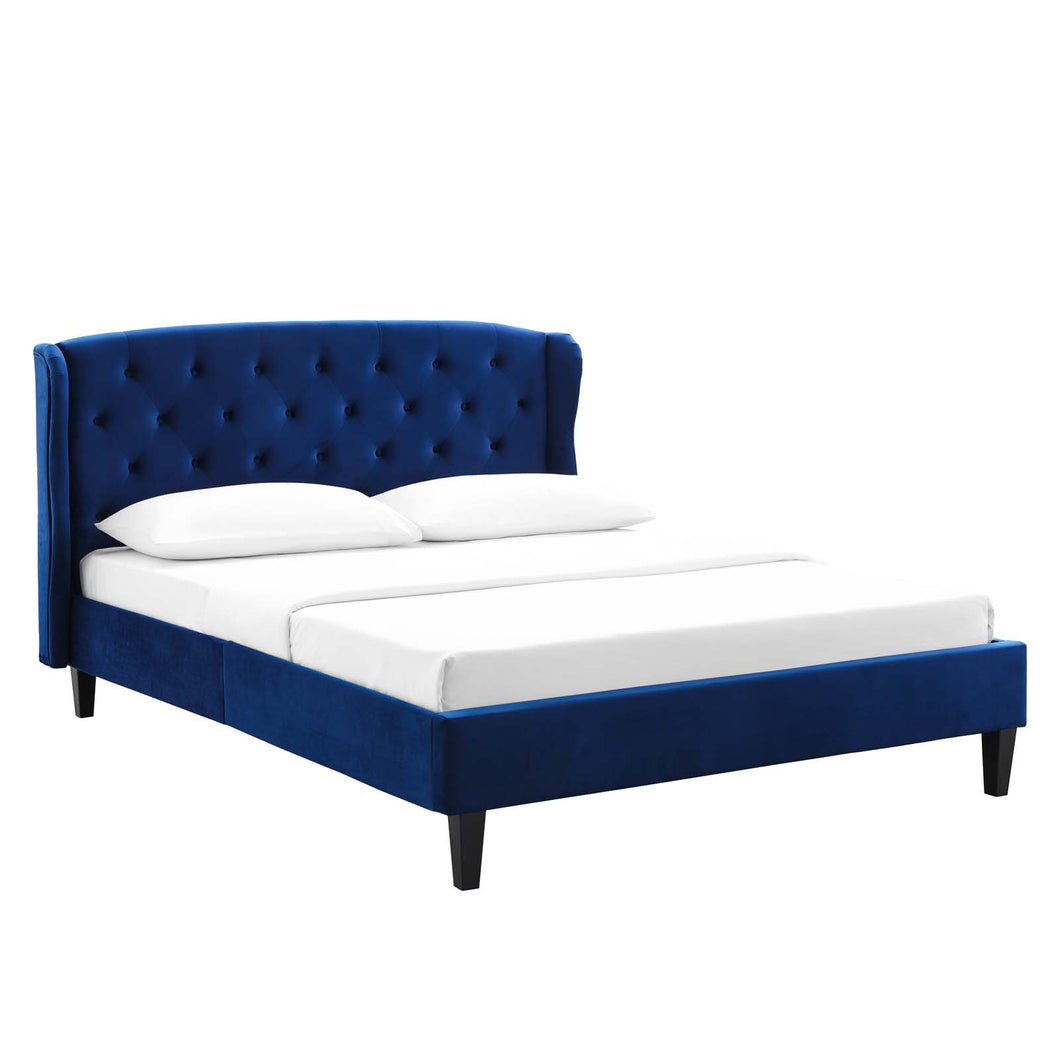 Penelope Tufted Wingback Performance Velvet Queen Platform Bed by Modway