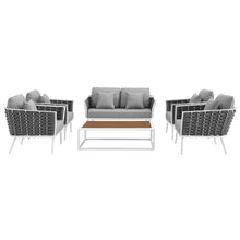 Load image into Gallery viewer, Stance 6 Piece Outdoor Patio Aluminum Sectional Sofa Set by Modway
