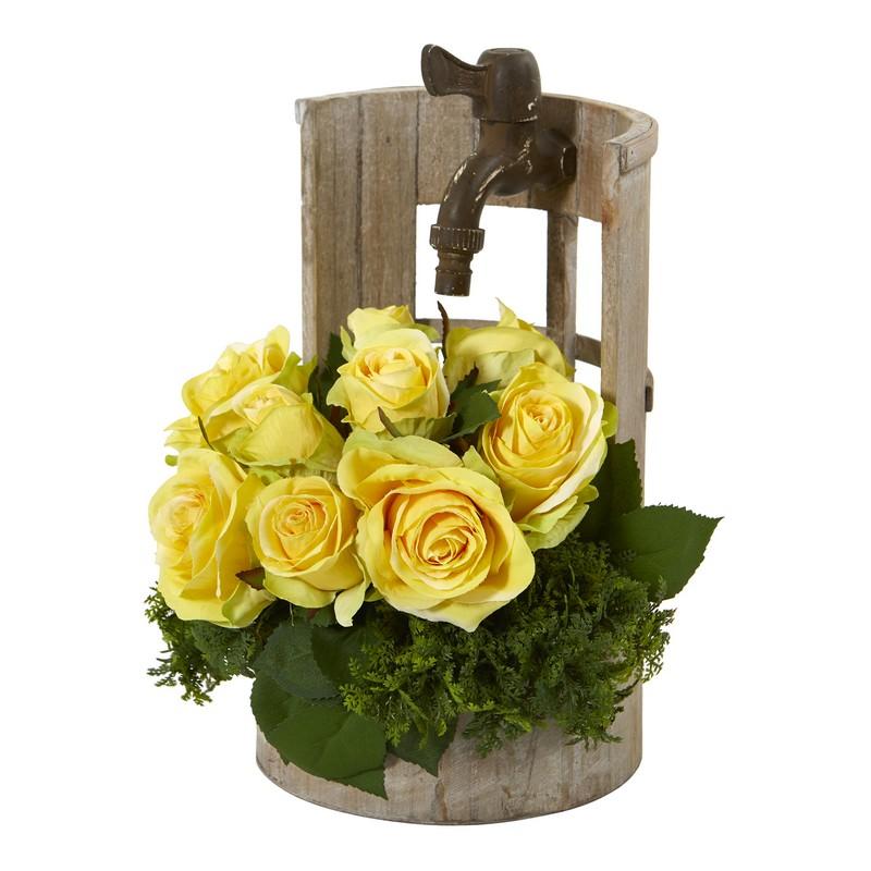 Rose Artificial Arrangement in Faucet Planter