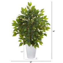 Load image into Gallery viewer, 16&quot; Mini Ficus Artificial Tree in White Planter

