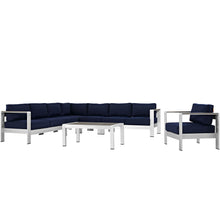 Load image into Gallery viewer, Shore 7 Piece Outdoor Patio Aluminum Sectional Sofa Set by Modway
